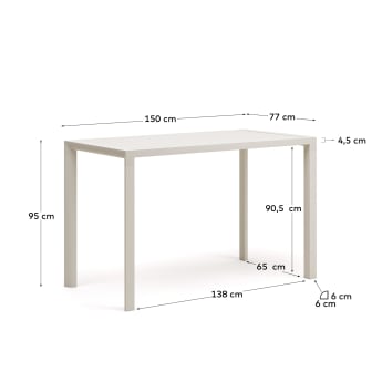 Ψηλό τραπέζι εξωτερικού χώρου Culip, αλουμίνιο σε λευκό φινίρισμα, 150x77εκ - μεγέθη