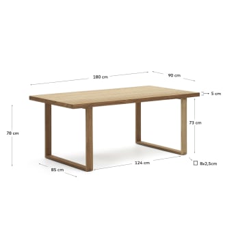 Τραπέζι Canadell, 100% εξωτερικού χώρου, μασίφ ανακυκλωμένο ξύλο τικ, 180x90εκ - μεγέθη