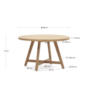 Urgell 100% outdoor suitable round table in solid eucalyptus wood, Ø 130 cm FSC - sizes