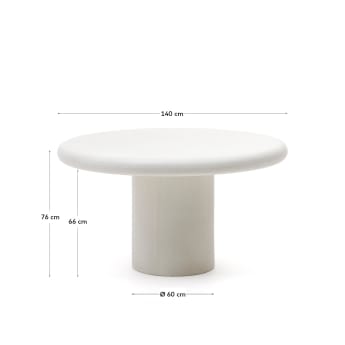 Ronde tafel Addaia van wit cement Ø140 cm - maten