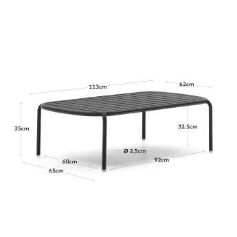 Table basse de jardin Joncols en aluminium finition peinture grise Ø 110 x 62 cm - dimensions
