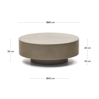 Mesa de centro redonda Garbet de cemento Ø 80 cm - tamaños
