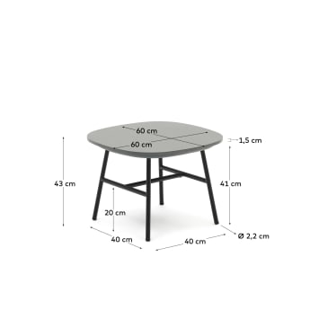 Bramant side table in steel with black finish, 60 x 60 cm - sizes