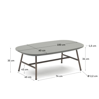 Bramant steel coffee table with mauve finish, 100 x 60 cm - sizes