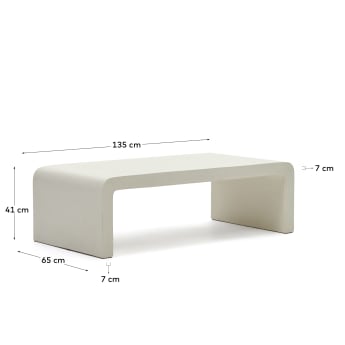 Table basse Aiguablava en ciment blanc 135 x 65 cm - dimensions
