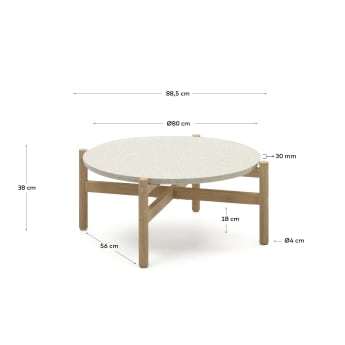 Pola solid eucalyptus wood and cement coffee table, Ø 84,4 cm FSC - sizes