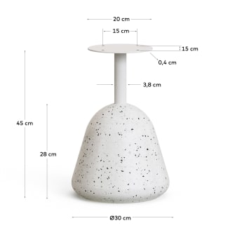 Saura Outdoor Table Base in White Terrazzo and Steel with White Finish Ø 28 x 45 cm - sizes