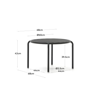 Tavolino da esterno Joncols in alluminio verniciato grigio Ø 60 cm - dimensioni