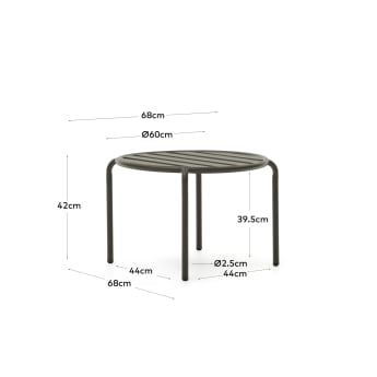 Table d'appoint de jardin Joncols en aluminium finition peinture verte Ø 60 cm - dimensions
