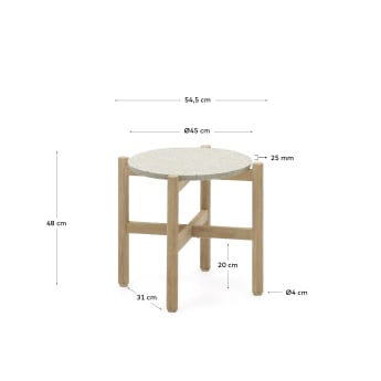 Βοηθητικό τραπέζι Pola, τσιμέντο και μασίφ ξύλο ευκαλύπτου, Ø 50εκ, FSC - μεγέθη