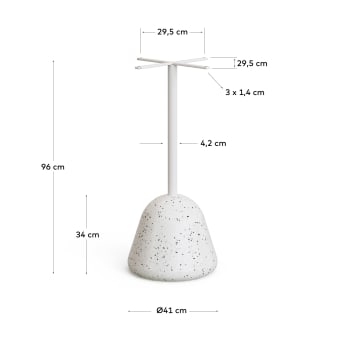 Saura Outdoor Table Base in White Terrazzo and Steel with White Finish Ø 41 x 95 cm - sizes