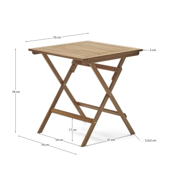 Tavolo pieghevole da esterno Sadirar in legno massello di acacia 70 x 70 cm  FSC 100%