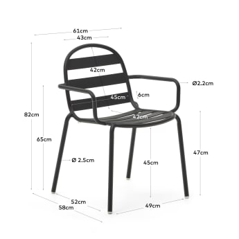 Chaise de jardin Joncols en aluminium finition peinture grise - dimensions