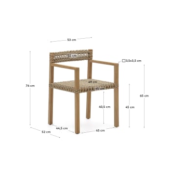 Καρέκλα Giverola, μασίφ ξύλο τικ - μεγέθη