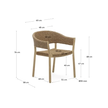Καρέκλα Pola εξωτ. χώρου, μασίφ ξύλο ευκαλύπτου, συνθετικό rattan σε φυσικό φινίρισμα FSC - μεγέθη