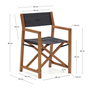 Thianna folding outdoor chair in black with solid acacia wood - sizes