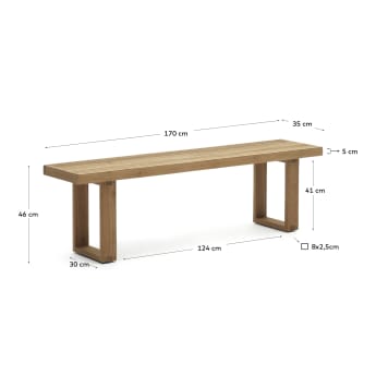 Canadell 100% outdoor solid recycled teak bench, 170 cm - sizes