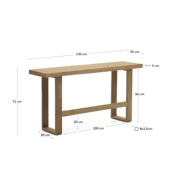Canadell 100% outdoor solid recycled teak tall bench, 130 cm - sizes