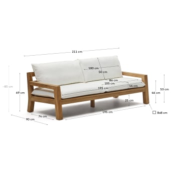 Forcanera 3-Sitzer-Sofa aus massivem Teakholz 218 cm - Größen