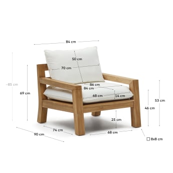 Fotel Forcanera z litego drewna tekowego - rozmiary