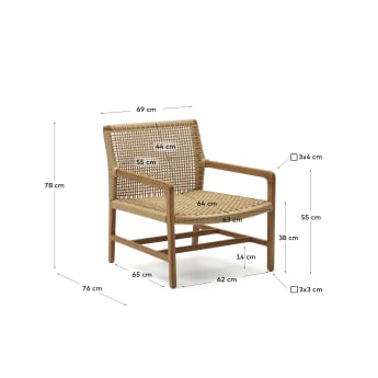 Sillón Sabolla de madera maciza de teca - tamaños