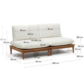 Portitxol set of 2 modular armchairs in solid teak - sizes