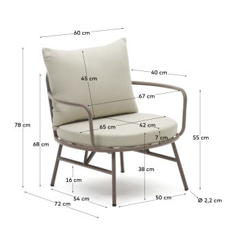 Bramant steel armchair with mauve finish - sizes