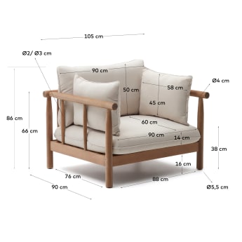 Sacova solid eucalyptus wood armchair - sizes