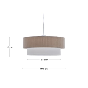 Bianella ceiling lamp in cotton and beige corduroy,  Ø 40 cm. - sizes