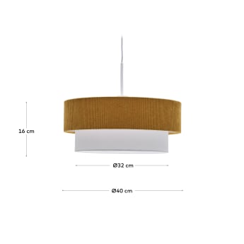 Bianella ceiling lamp in cotton and mustard corduroy, Ø 40 cm - sizes