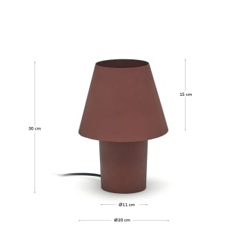 Lampe de table Canapost en métal peint terracotta - dimensions