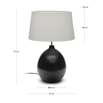 Lampe de table Foixa en métal avec finition noire - dimensions