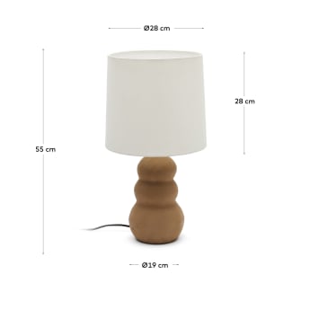 Lampe de table Madsen en terracotta et abat-jour blanc - dimensions
