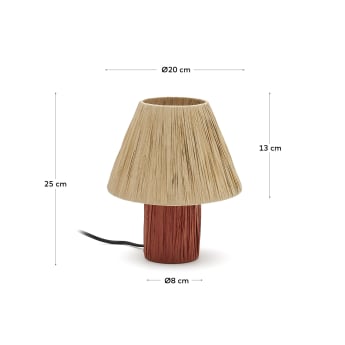 Lámpara de mesa Pulmi de rafia natural y terracota - tamaños