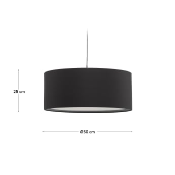 Καπέλο για φωτιστικό οροφής Santana, μαύρο με λευκό διαχύτη, Ø50εκ - μεγέθη