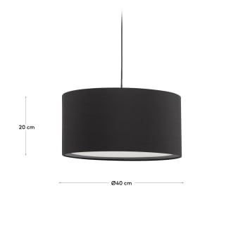 Καπέλο για φωτιστικό οροφής Santana, μαύρο με λευκό διαχύτη, Ø40εκ - μεγέθη