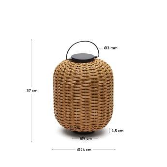 Saranella portable table lamp in brown faux rattan - sizes