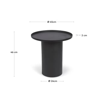 Mesa auxiliar redonda Fleksa de metal negro Ø 45 cm - tamaños