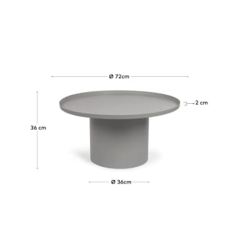 Στρογγυλό βοηθητικό τραπέζι Fleksa, γκρι μέταλλο, Ø72εκ - μεγέθη