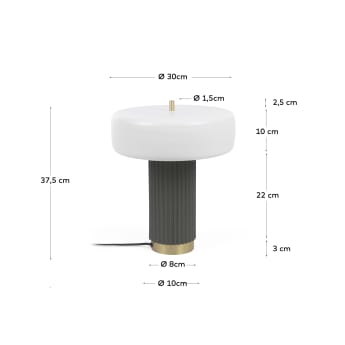 Serenella table lamp in metal with white and green painted finish. - sizes