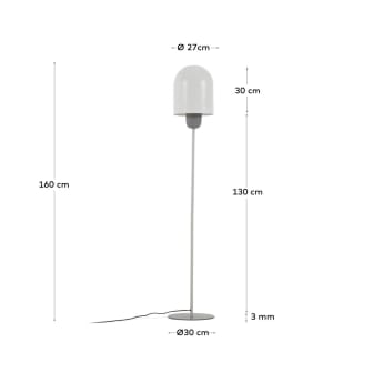 Brittany floor lamp in metal with white and grey painted finish - sizes