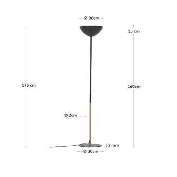Eglantina floor lamp in metal with black painted finish - sizes