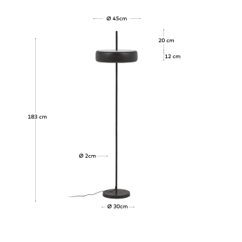 Lámpara de pie Francisca de metal con acabado negro y cristal - tamaños