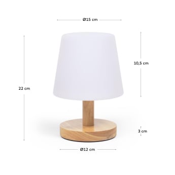 Lámpara de mesa Ambar de polietileno y madera - tamaños
