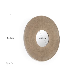 Damira round mirror in jute with natural finish Ø 60 cm - sizes