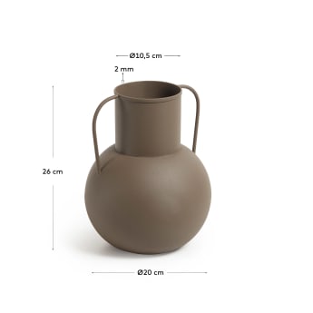 Vase petit format Yanela en métal marron 26 cm - dimensions