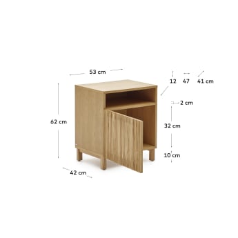 Beyla solid ash wood beside table with oak veneer, 53 x 62 cm FSC 100% - sizes