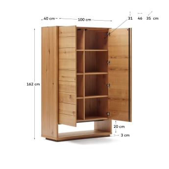 Ψηλός μπουφές Alguema, 2 πόρτες, δρύινος καπλαμάς σε φυσικό φινίρισμα, 100x163,5εκ - μεγέθη