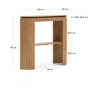 Licia console table with 1 drawer, solid mango wood, 120 x 110 cm - sizes