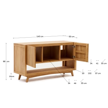 Kuveni bathroom furniture in solid teak wood with a natural finish,  140 x 50 cm - sizes